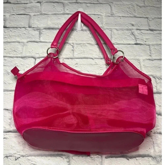 Shimmer Tulle Flower Twirl Mesh Women's pink Tote. - Picture 4 of 5